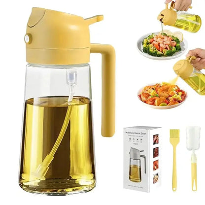 2-in-1 Olive Oil Dispenser – Oil Sprayer for Cooking & Baking with Brush