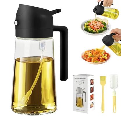 2-in-1 Olive Oil Dispenser – Oil Sprayer for Cooking & Baking with Brush