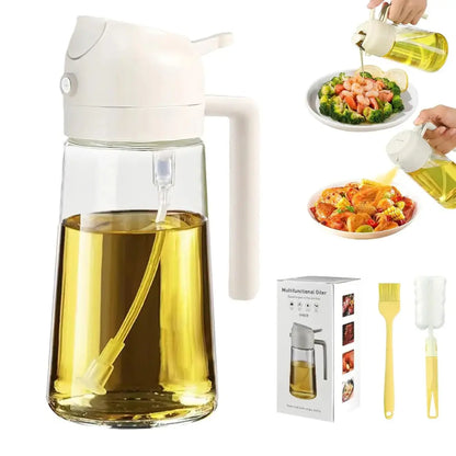 2-in-1 Olive Oil Dispenser – Oil Sprayer for Cooking & Baking with Brush