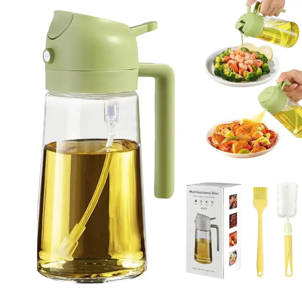 2-in-1 Olive Oil Dispenser – Oil Sprayer for Cooking & Baking with Brush