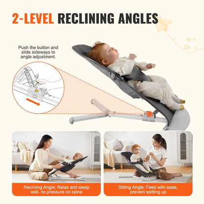 Portable Baby Chair & Bouncer – 2 Reclining Angles for Comfort
