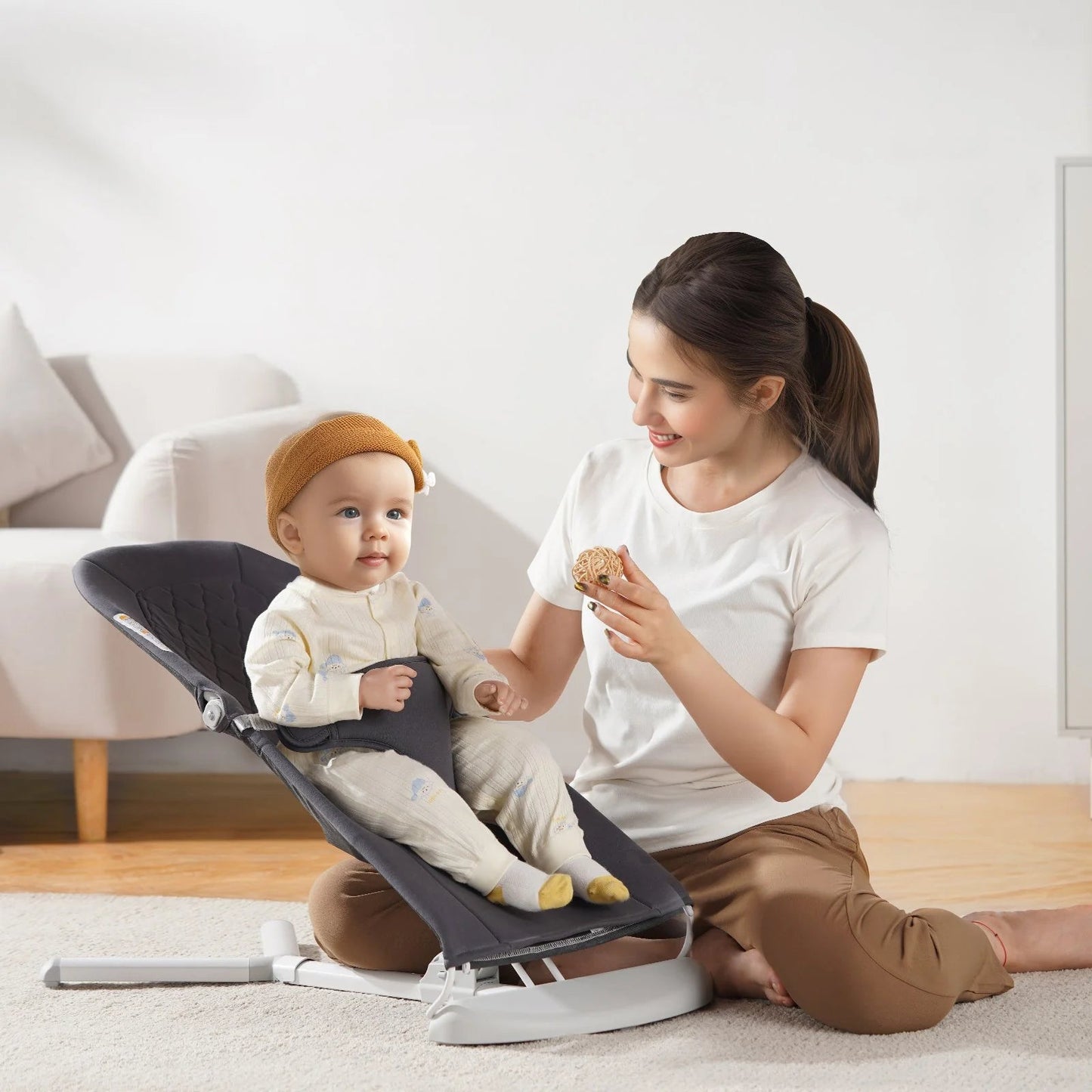 Portable Baby Chair & Bouncer – 2 Reclining Angles for Comfort