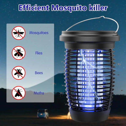 Solar Bug Zapper 4500V Mosquito Killer Lamp - Indoor/Outdoor