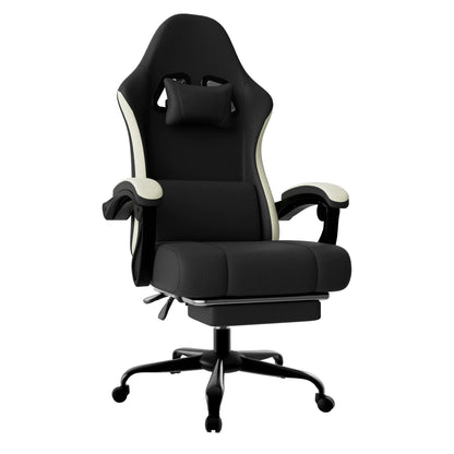 Ergonomic Gaming Chair with Spring Cushion & Footrest
