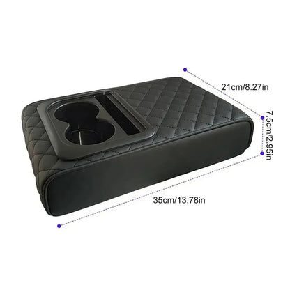 Car Console Cushion - Waterproof Armrest with Cup Holder