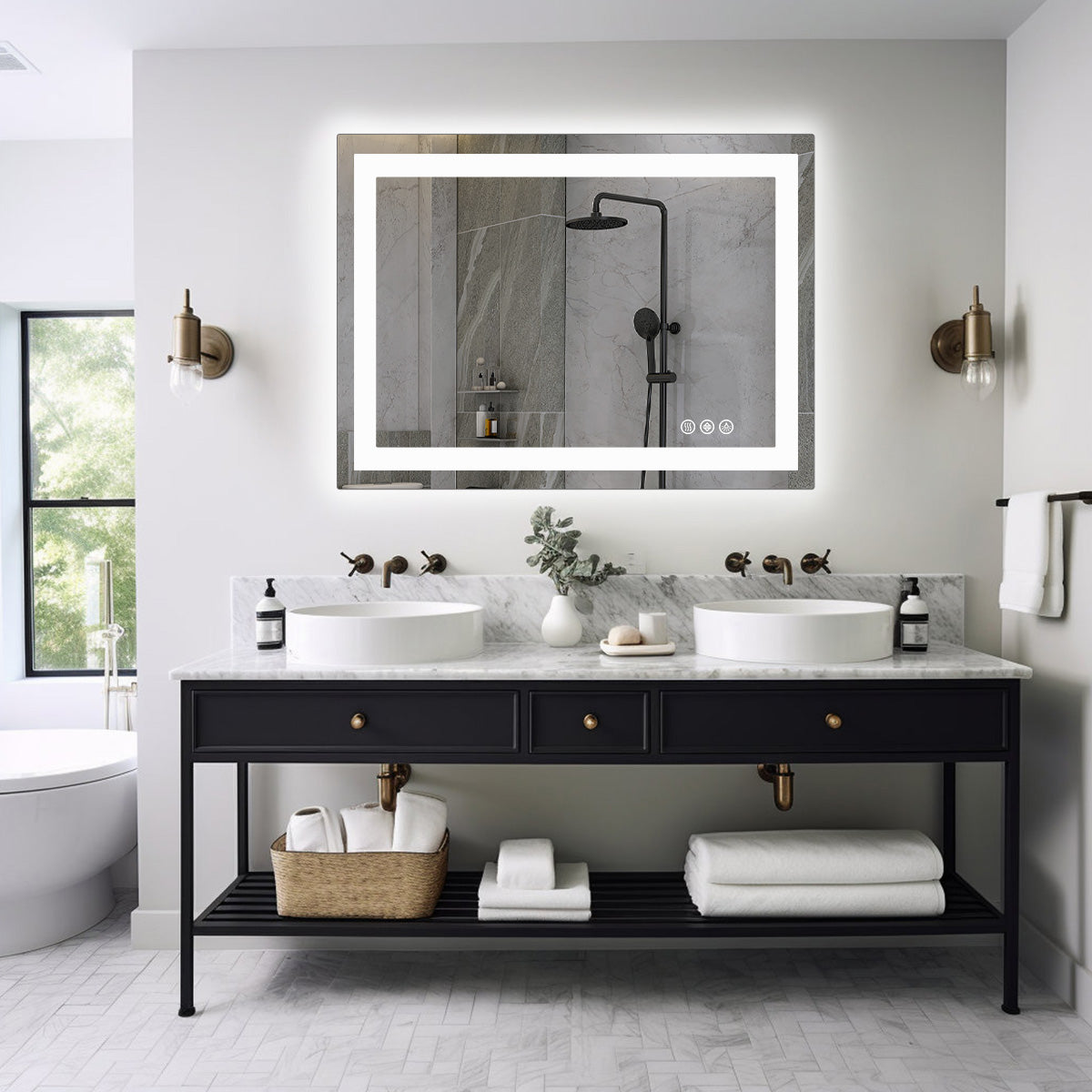 LED Bathroom Vanity Mirror 36x24 - Anti-Fog, Dual Light, Dimmable