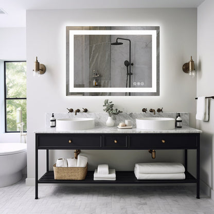 LED Bathroom Vanity Mirror 36x24 - Anti-Fog, Dual Light, Dimmable