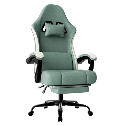 Ergonomic Gaming Chair with Spring Cushion & Footrest