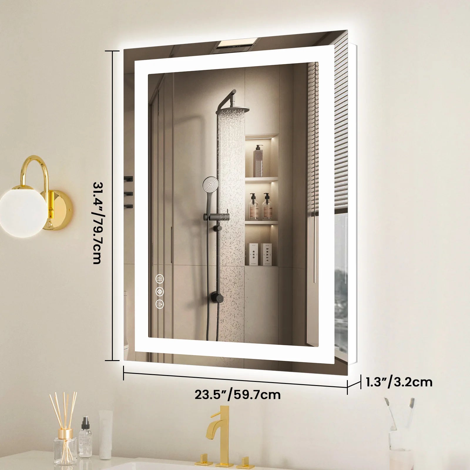 LED Bathroom Vanity Mirror 36x24 - Anti-Fog, Dual Light, Dimmable