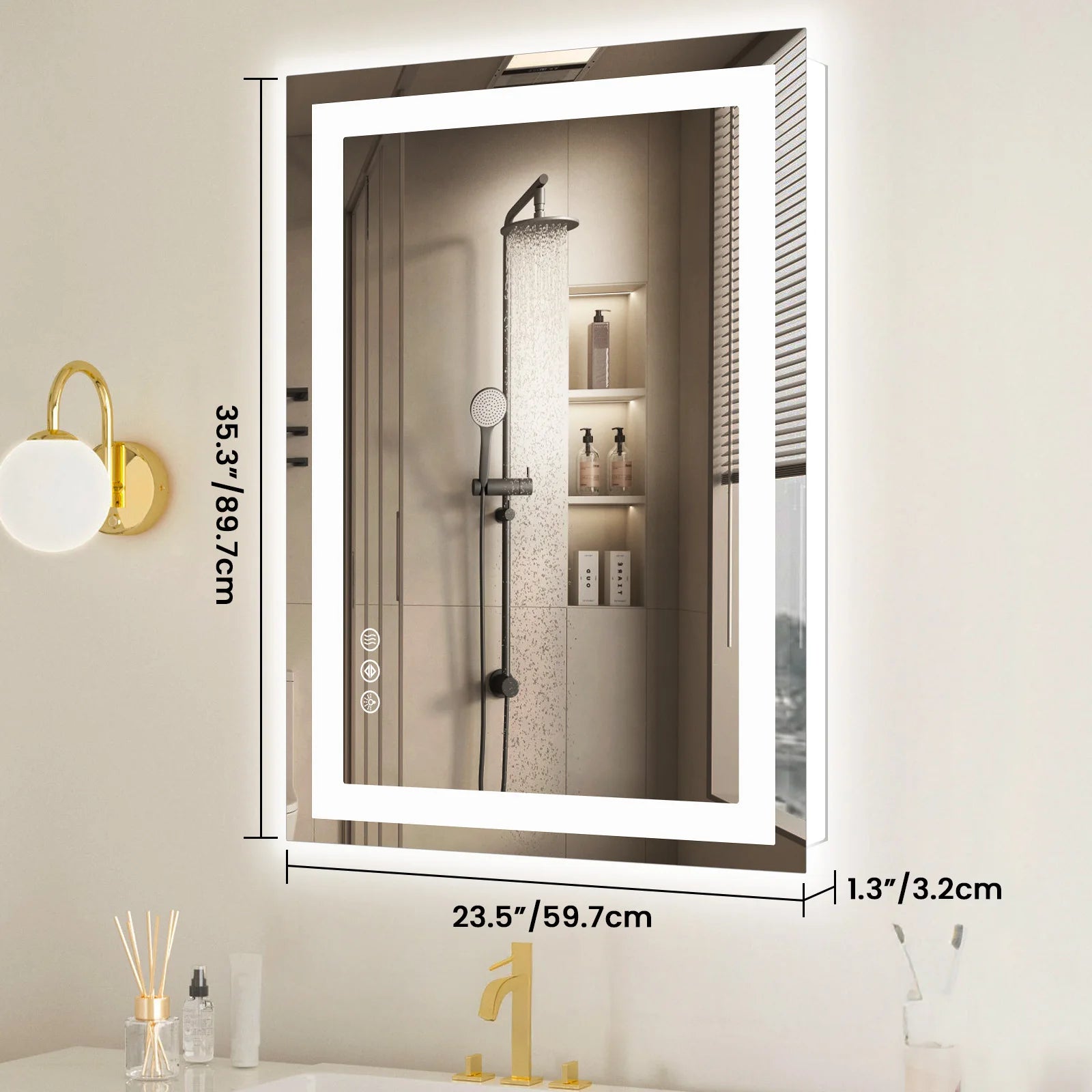 LED Bathroom Vanity Mirror 36x24 - Anti-Fog, Dual Light, Dimmable