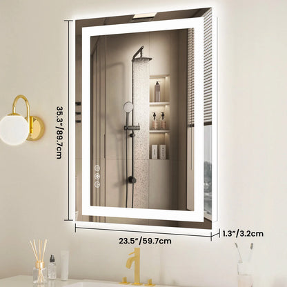 LED Bathroom Vanity Mirror 36x24 - Anti-Fog, Dual Light, Dimmable