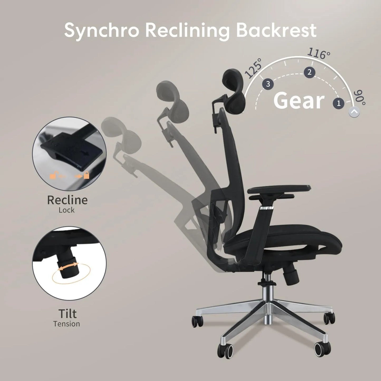 Ergonomic Mesh Office Chair - Adjustable Lumbar Support