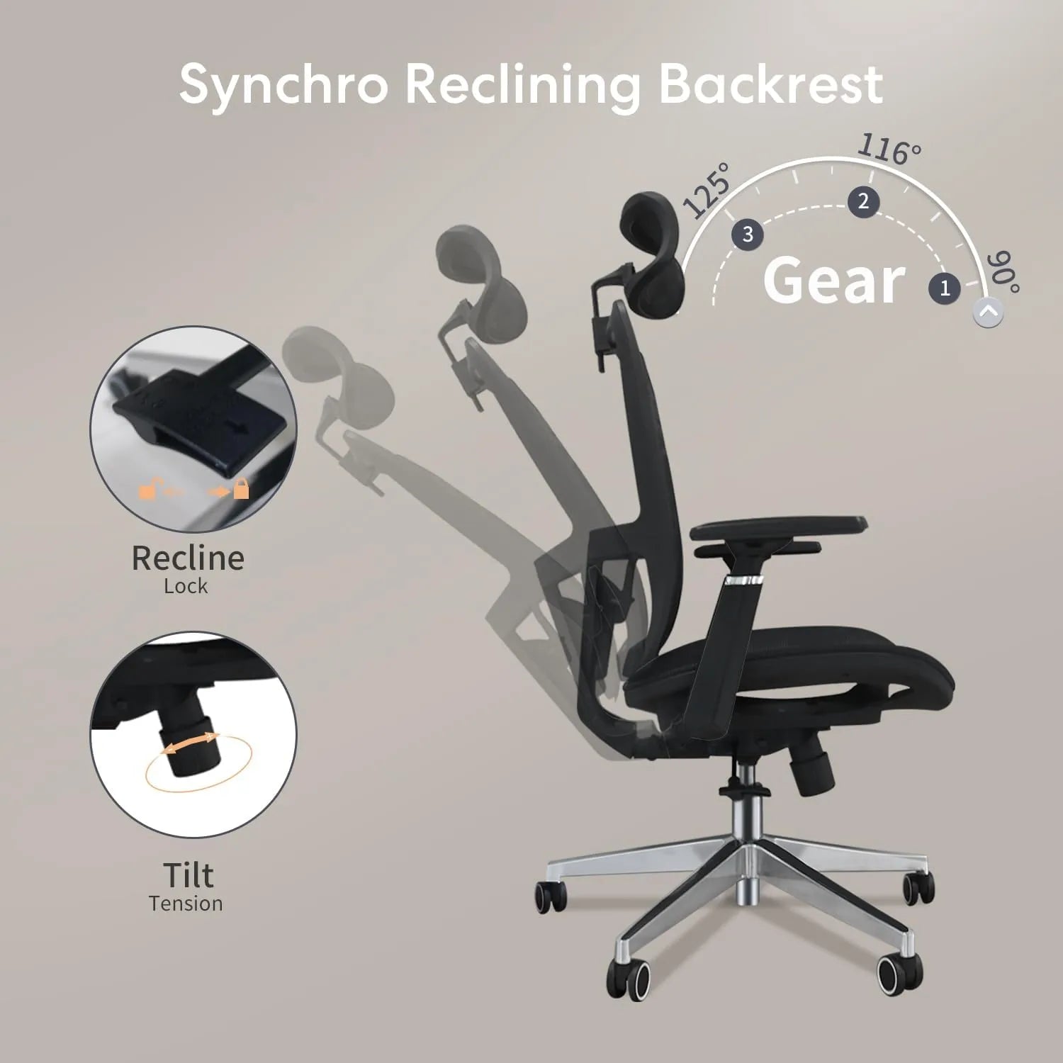 Ergonomic Mesh Office Chair - Adjustable Lumbar Support