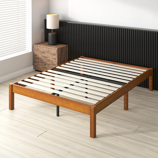 Bamboo Platform Bed Frame Queen - No Box Spring Needed