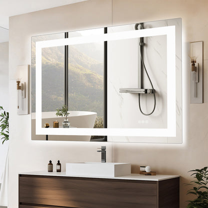 LED Bathroom Vanity Mirror 36x24 - Anti-Fog, Dual Light, Dimmable