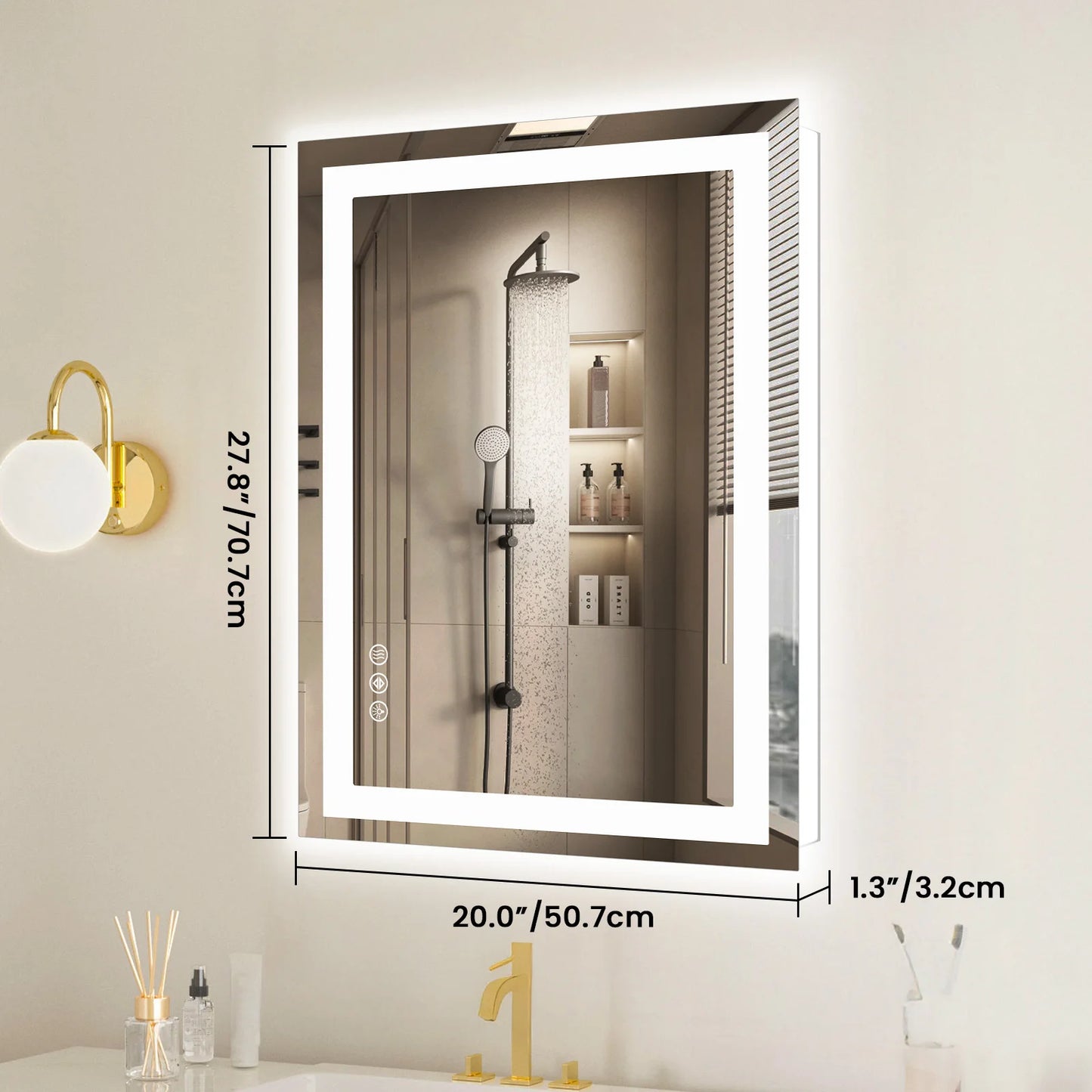 LED Bathroom Vanity Mirror 36x24 - Anti-Fog, Dual Light, Dimmable