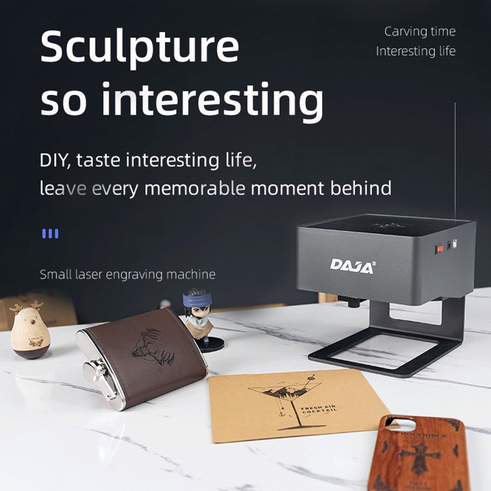 Laser Engraver Portable 80x80mm for Wood, Leather, Plastic