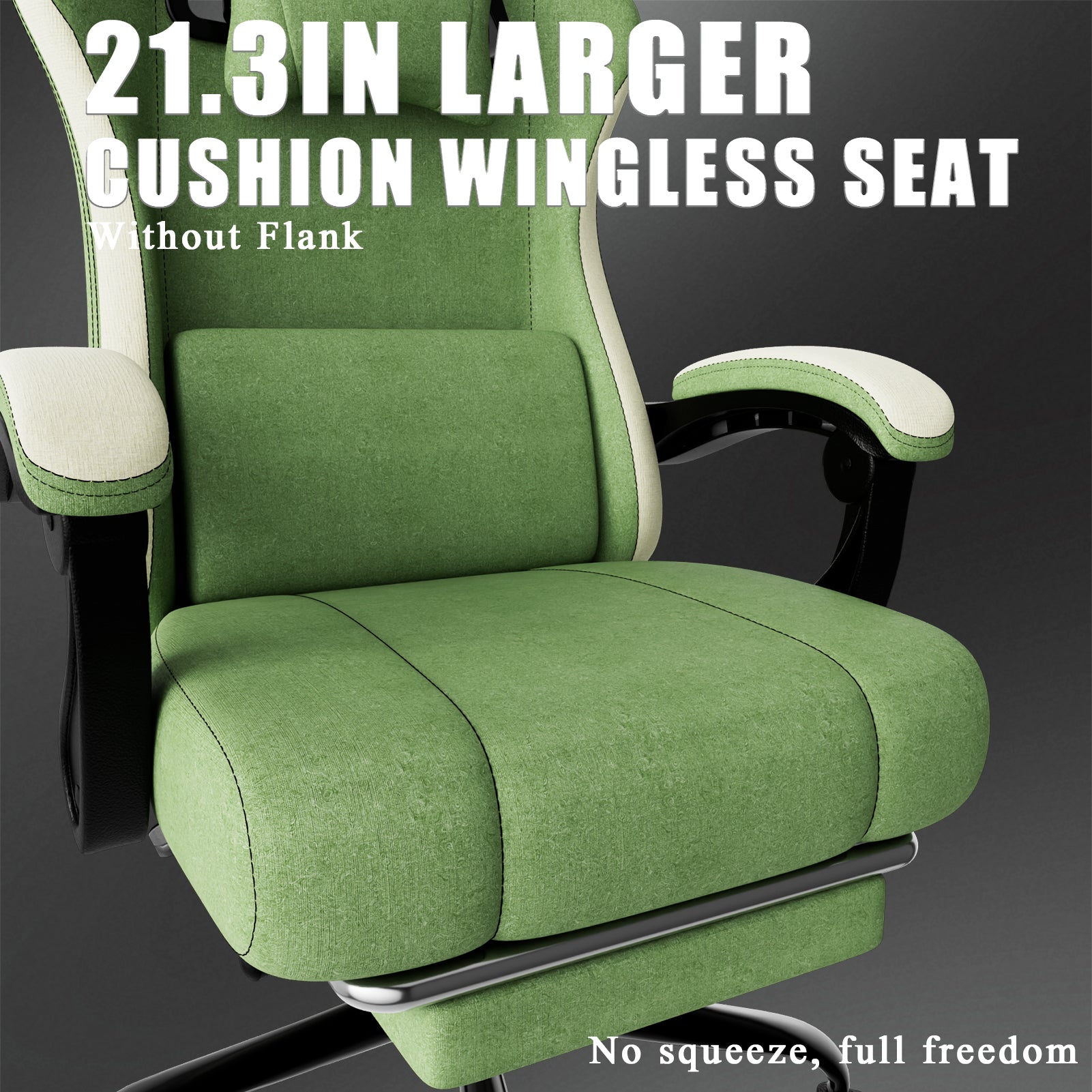 Ergonomic Gaming Chair with Spring Cushion & Footrest