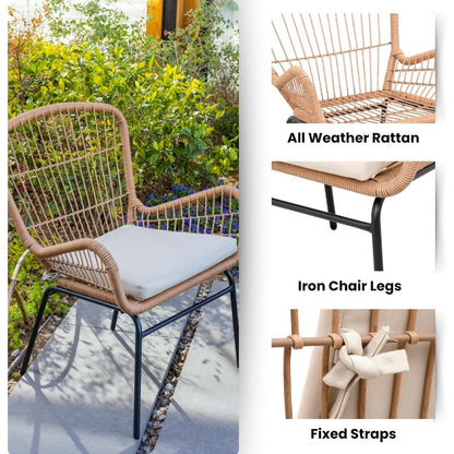 Outdoor Wicker Furniture: 3-Piece Rattan Patio Bistro Set