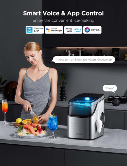 Smart Ice Maker: Voice-Controlled, 9 Cubes in 6 Mins
