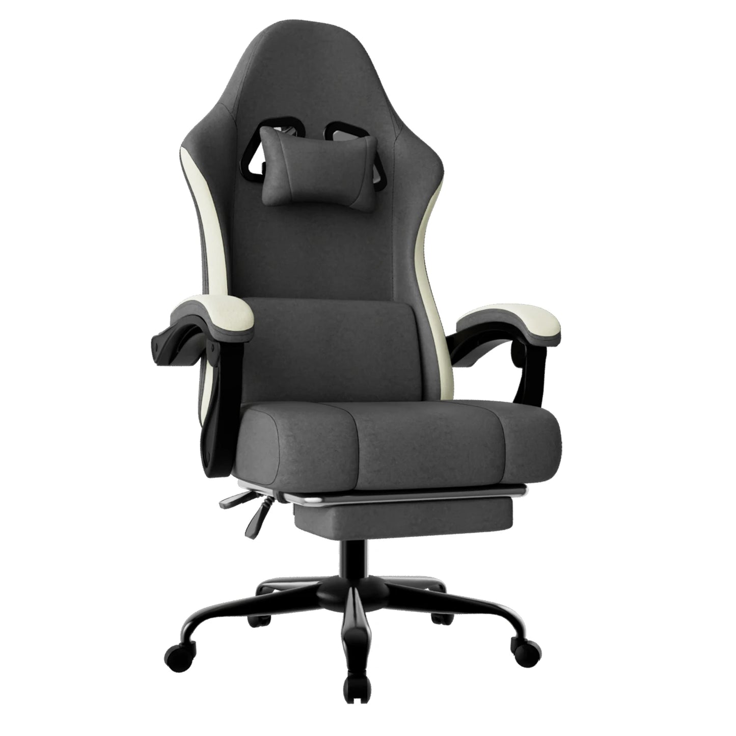 Ergonomic Gaming Chair with Spring Cushion & Footrest