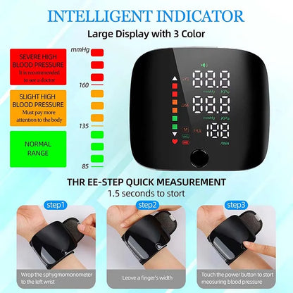 Rechargeable LED Wrist BP Monitor - Voice Broadcast