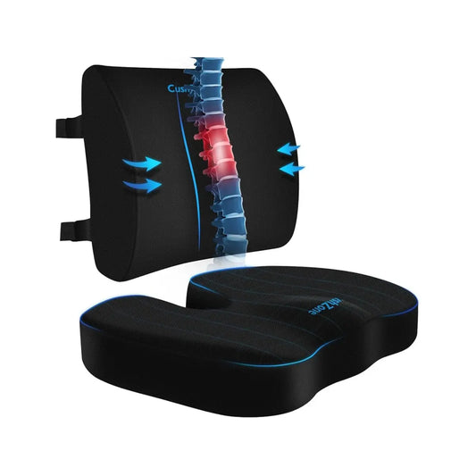 Memory Foam Seat Cushion & Lumbar Support Pillow Set